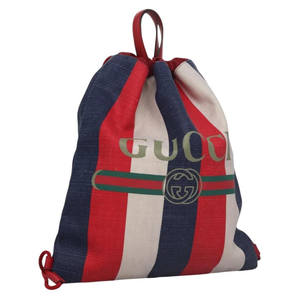 GUCCI Backpack Canvas Red Navy 473872 Auth BA150 - Picture 1 of 16